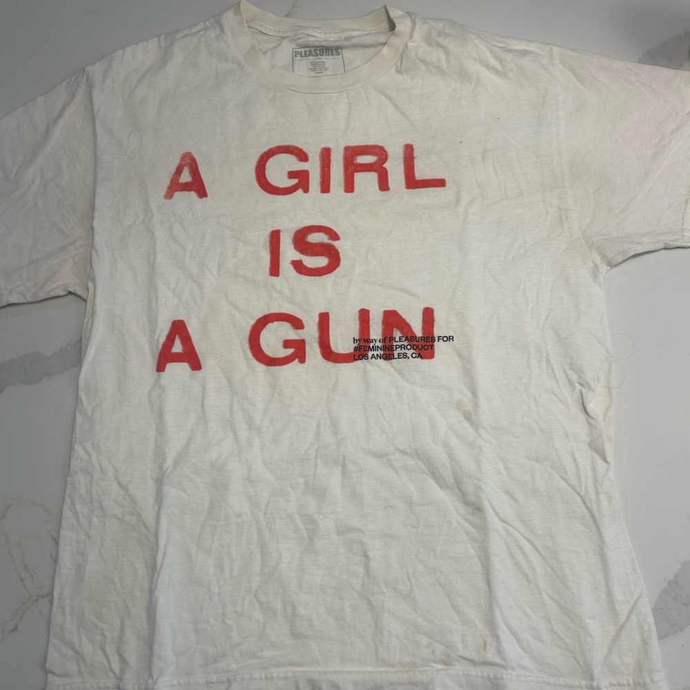 Pleasures White “A Girl is A Gun” Tee